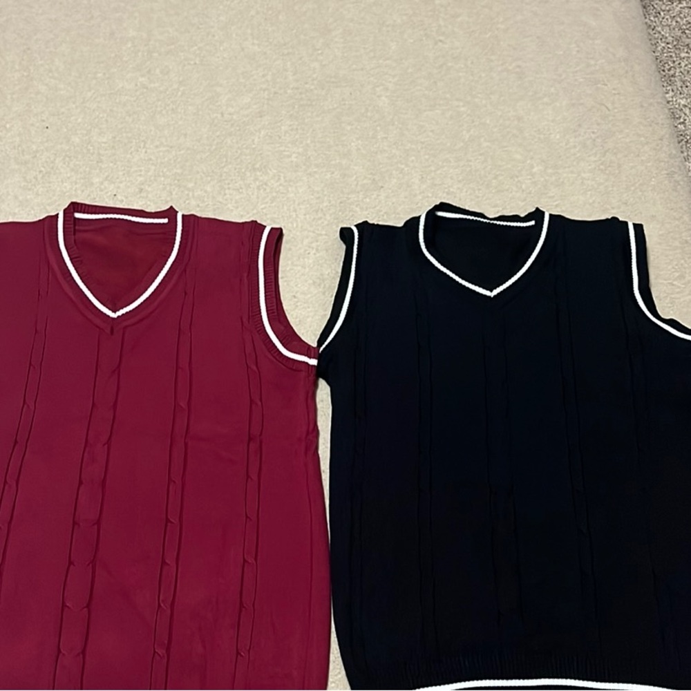 Red and Black Sleeveless Sweaters